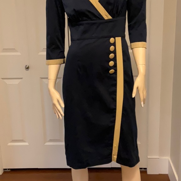eShakti Women’s Navy 1940 Reproduction Wiggle Dress Size 10/Medium - Picture 3 of 11